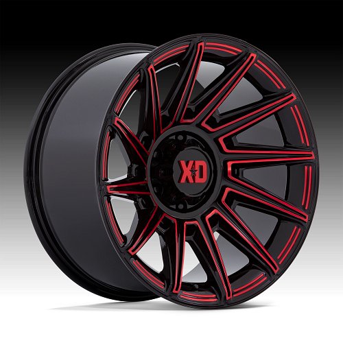 XD Series XD867 Specter Gloss Black Milled Red Tint Custom Truck Wheels 1